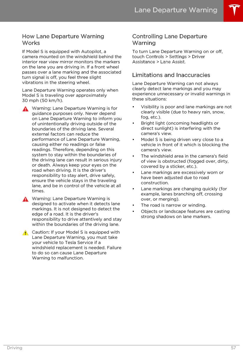 Tesla S owners manual / page 57