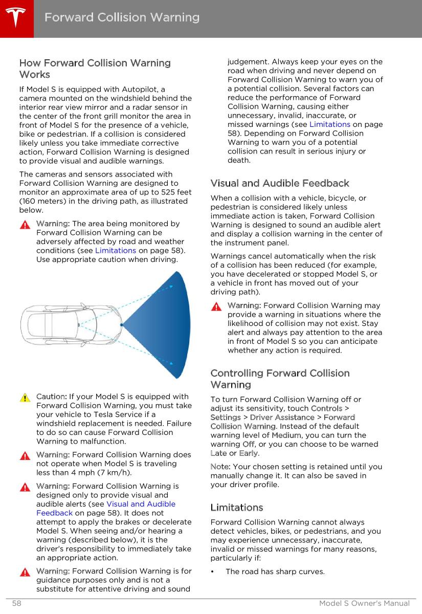 Tesla S owners manual / page 58