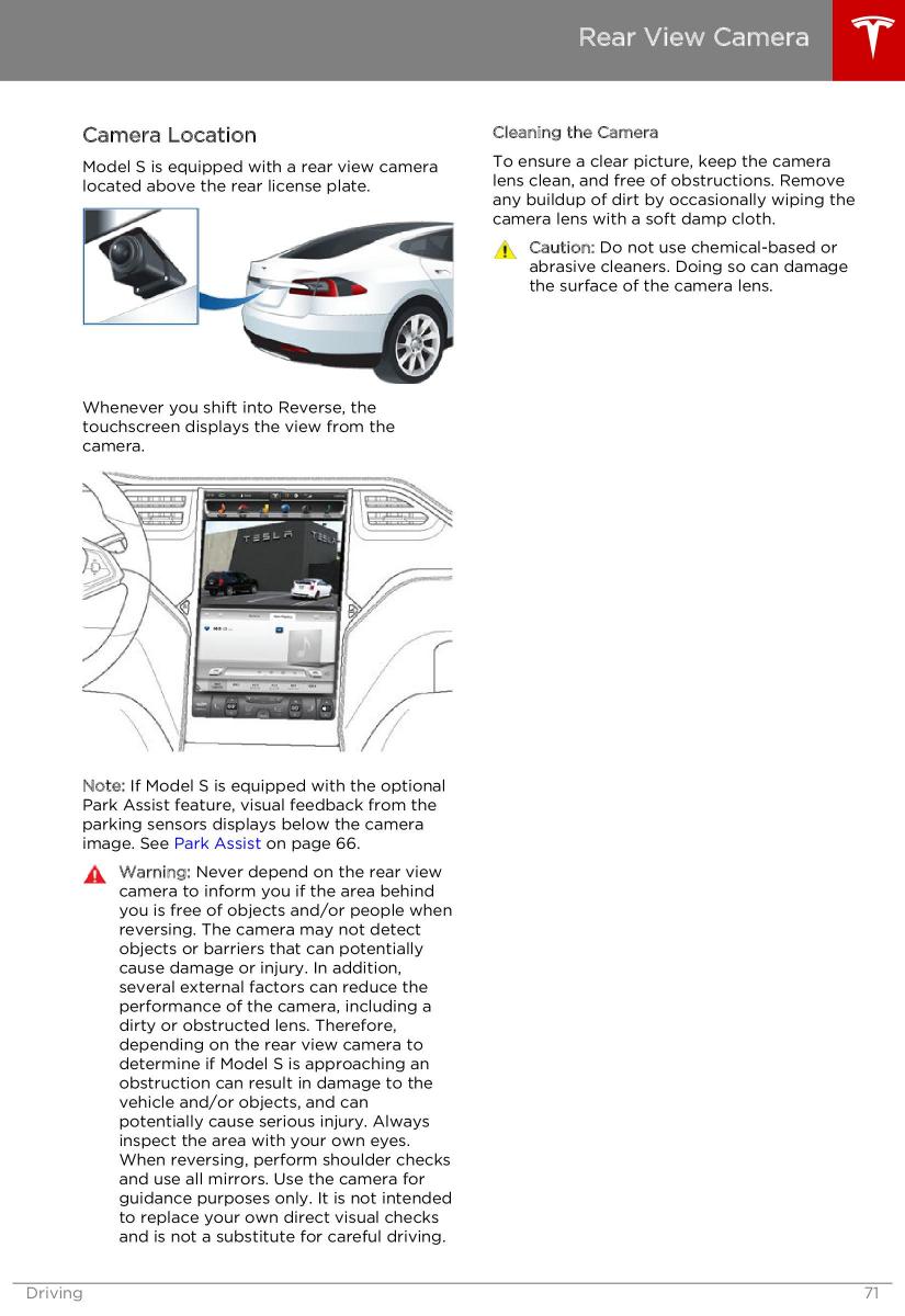 Tesla S owners manual / page 71