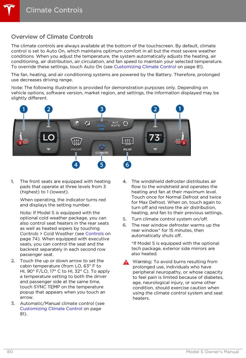 Tesla S owners manual / page 80