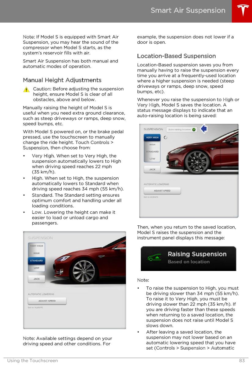 Tesla S owners manual / page 83