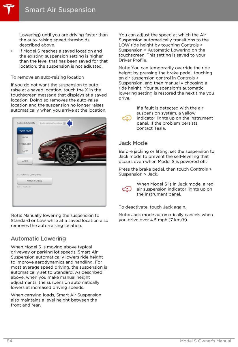 Tesla S owners manual / page 84