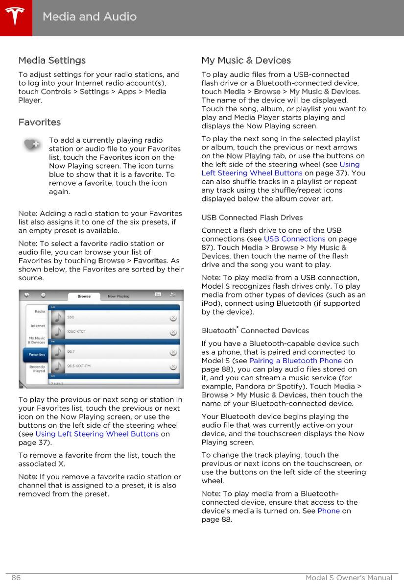 Tesla S owners manual / page 86