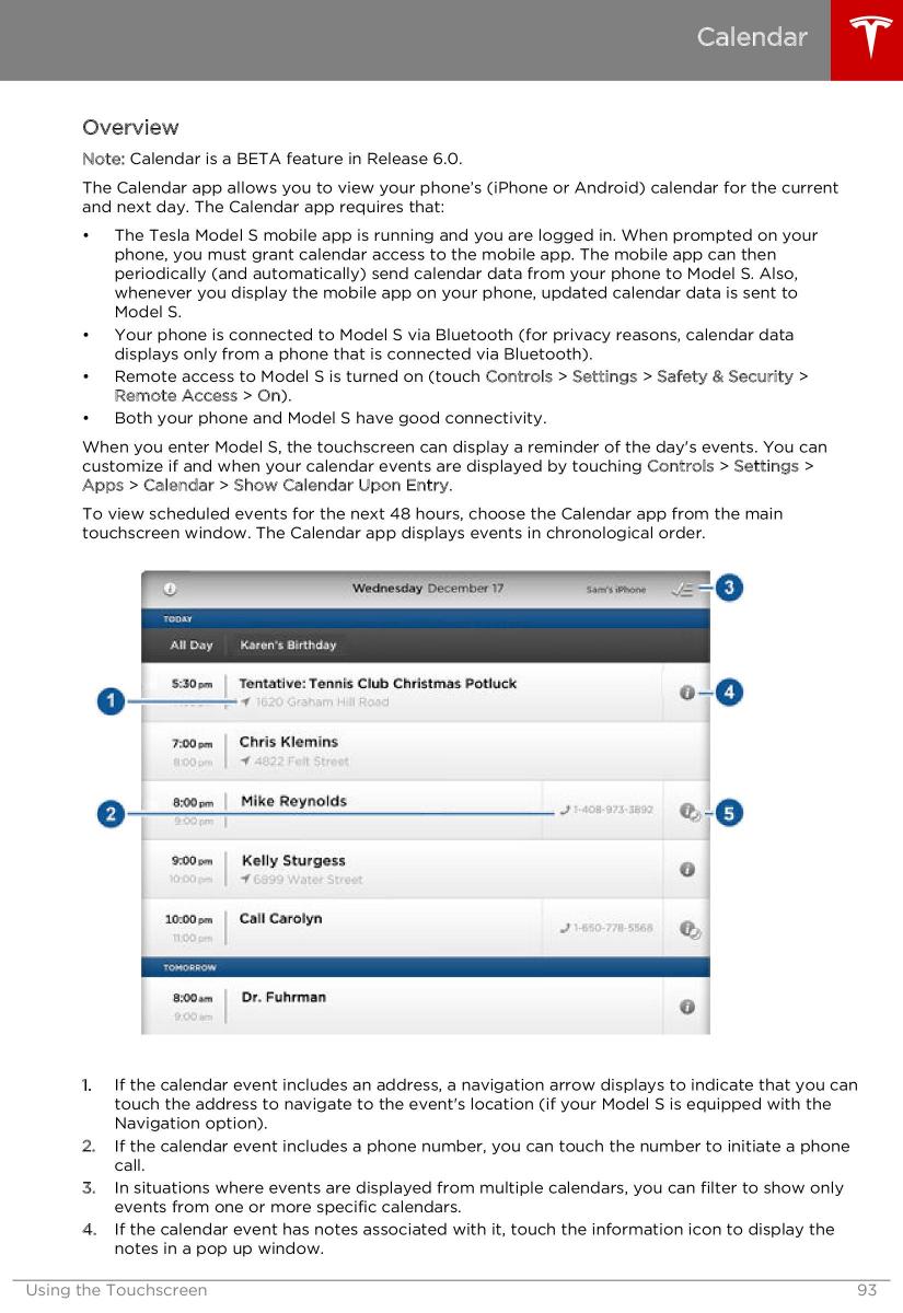 Tesla S owners manual / page 93