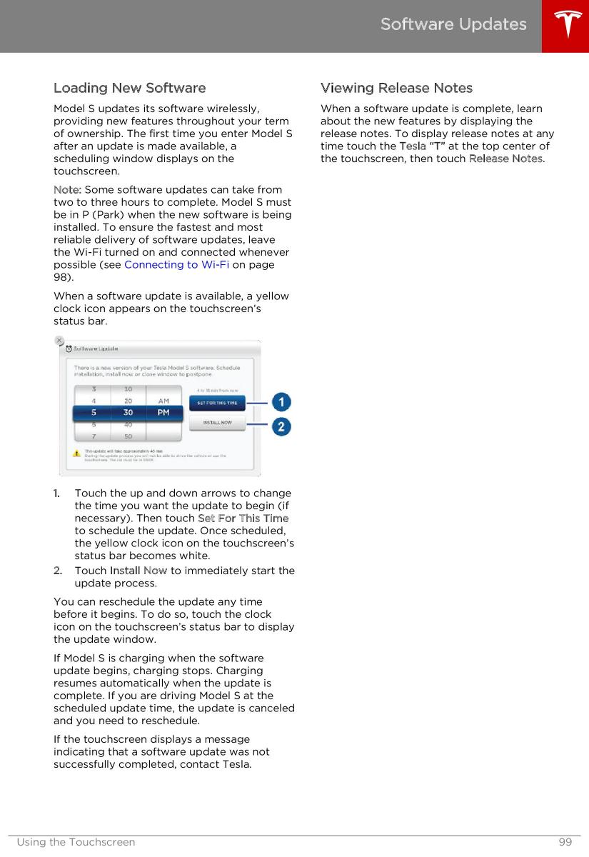 Tesla S owners manual / page 99