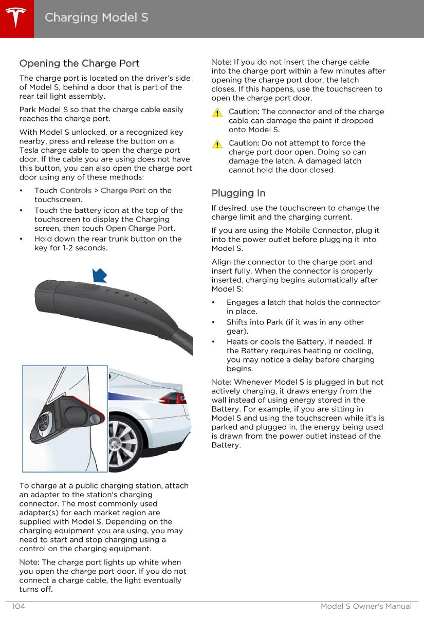 manual Tesla S Tesla S owners manual / page 104