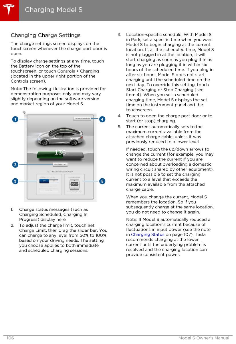 Tesla S owners manual / page 106