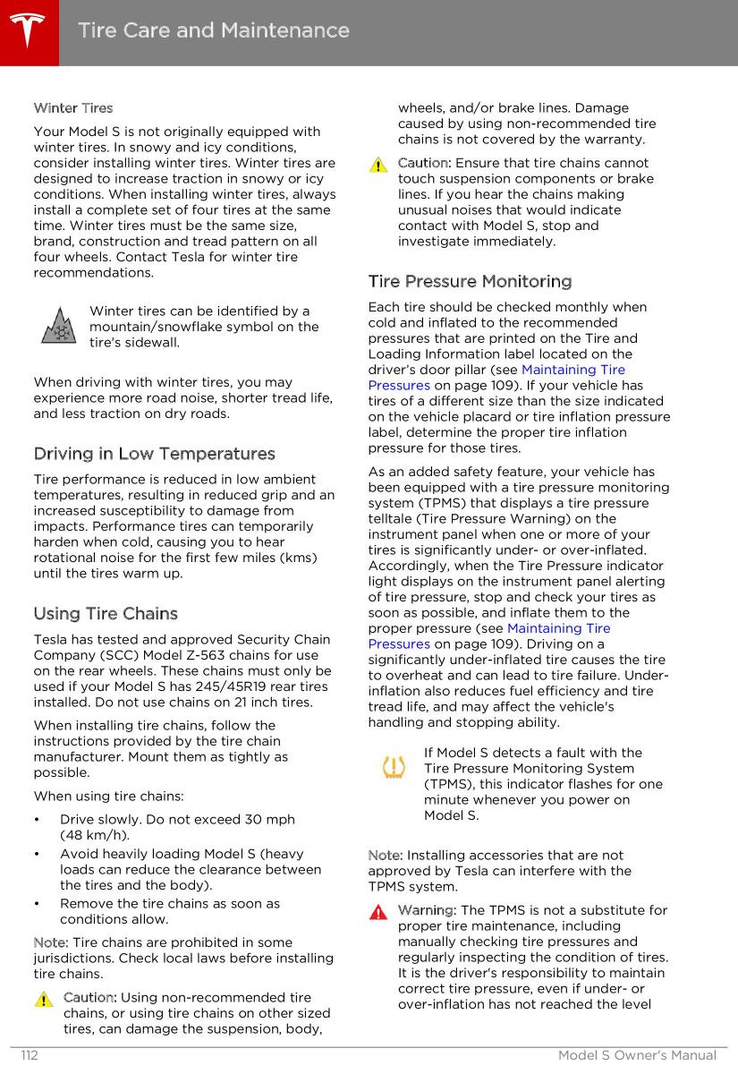Tesla S owners manual / page 112