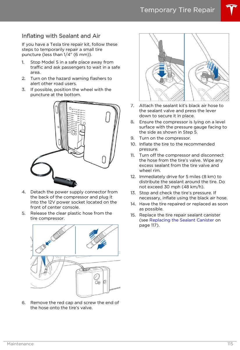 Tesla S owners manual / page 115