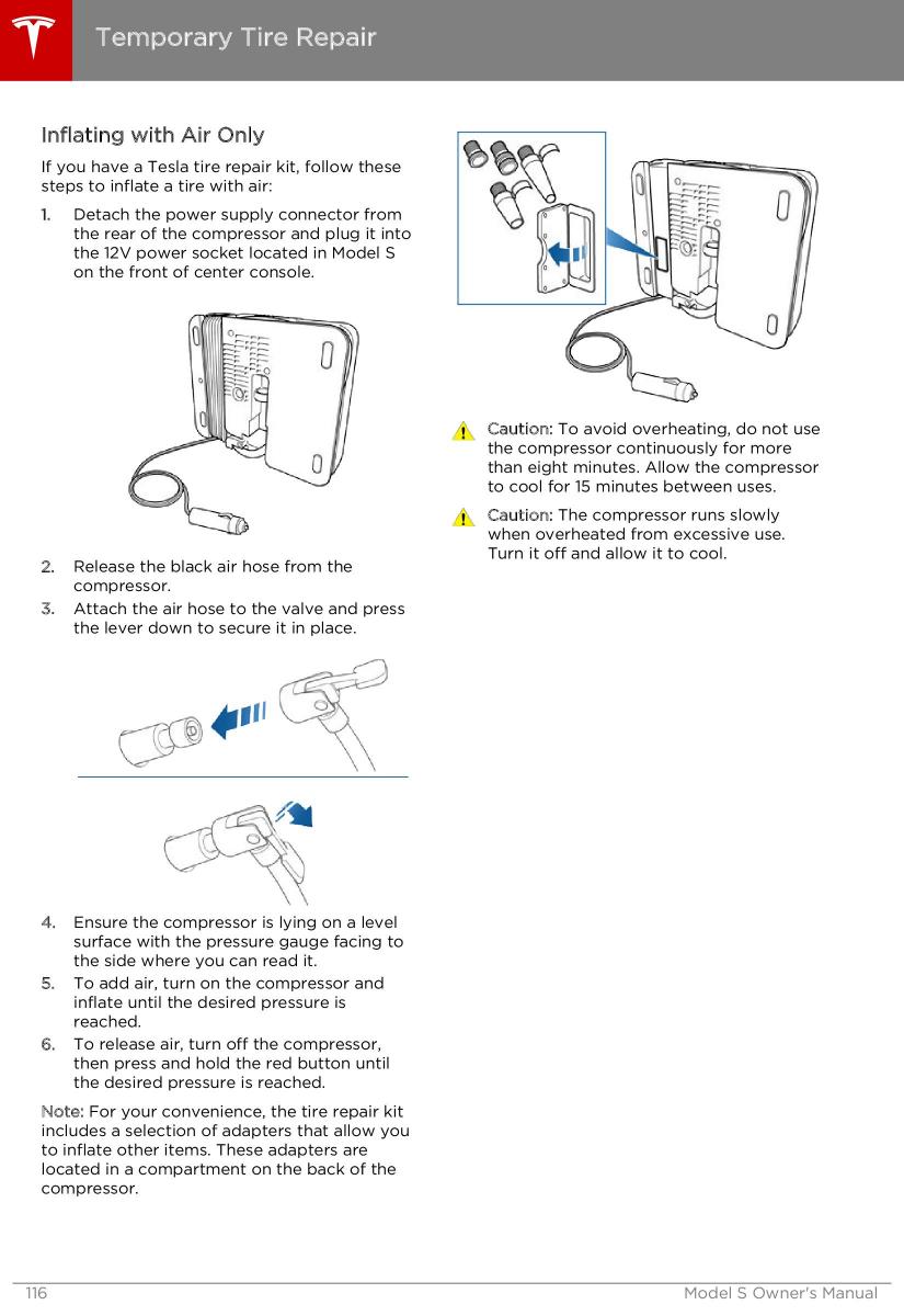 Tesla S owners manual / page 116