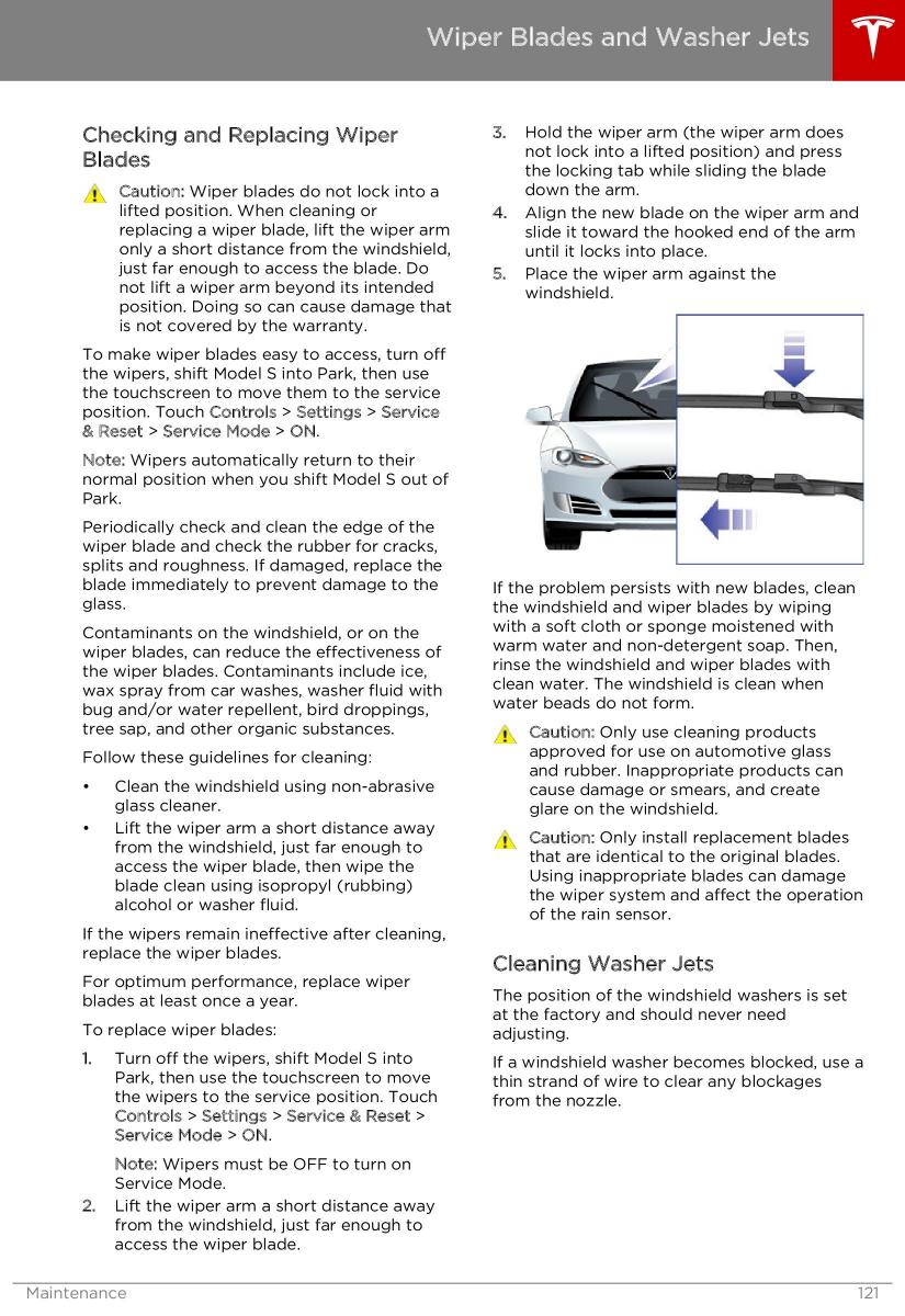 Tesla S owners manual / page 121