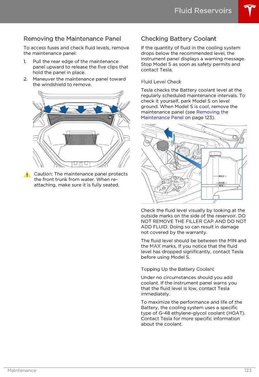 Tesla S owners manual / page 123