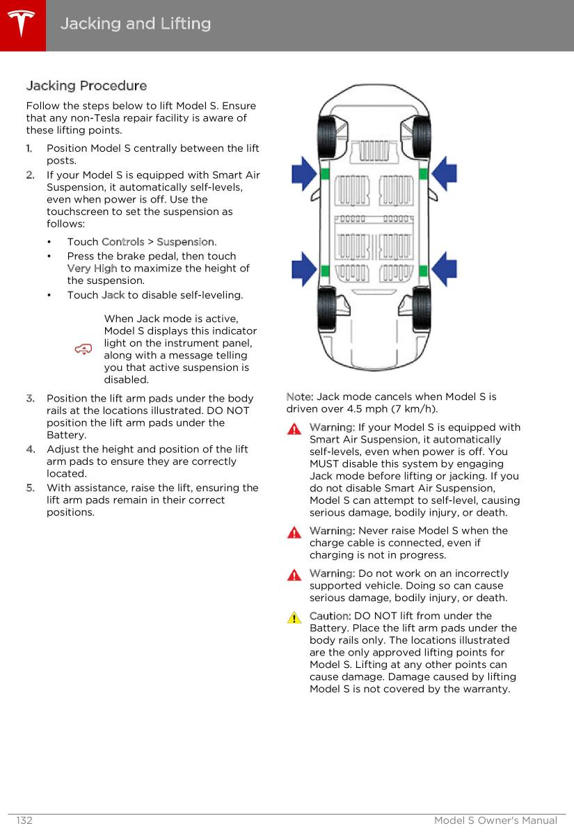 Tesla S owners manual / page 132