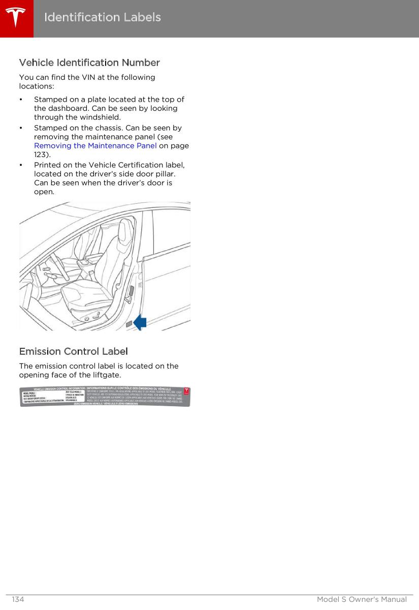 Tesla S owners manual / page 134