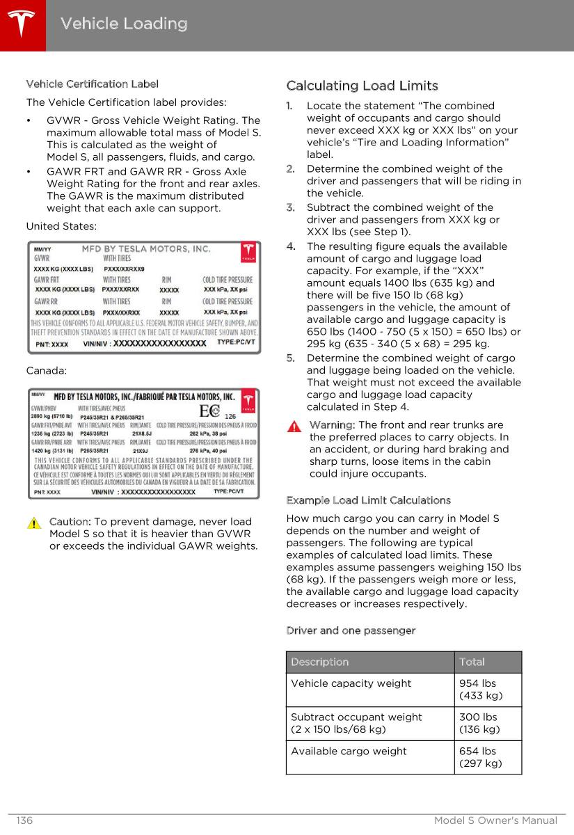 Tesla S owners manual / page 136