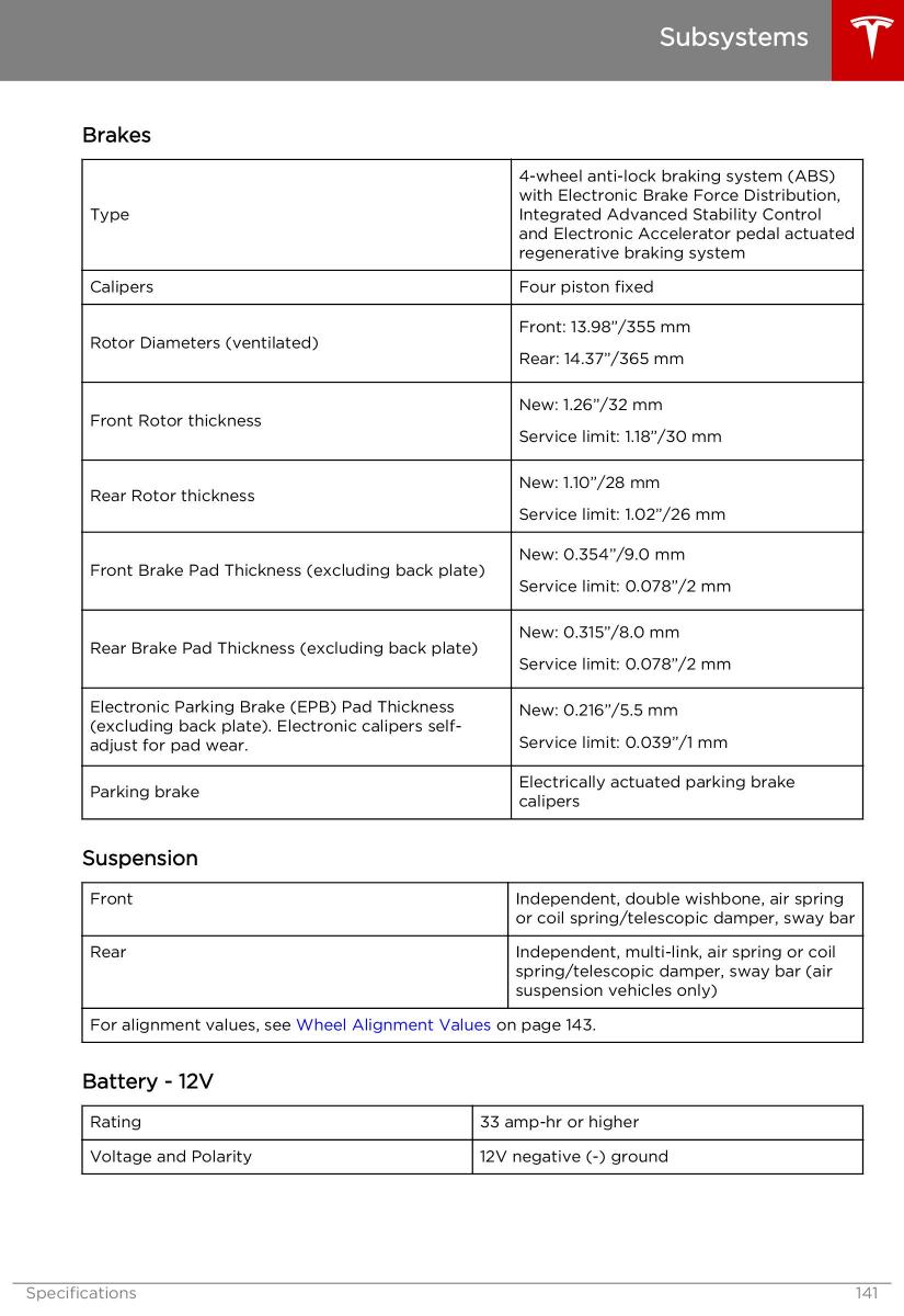 Tesla S owners manual / page 141