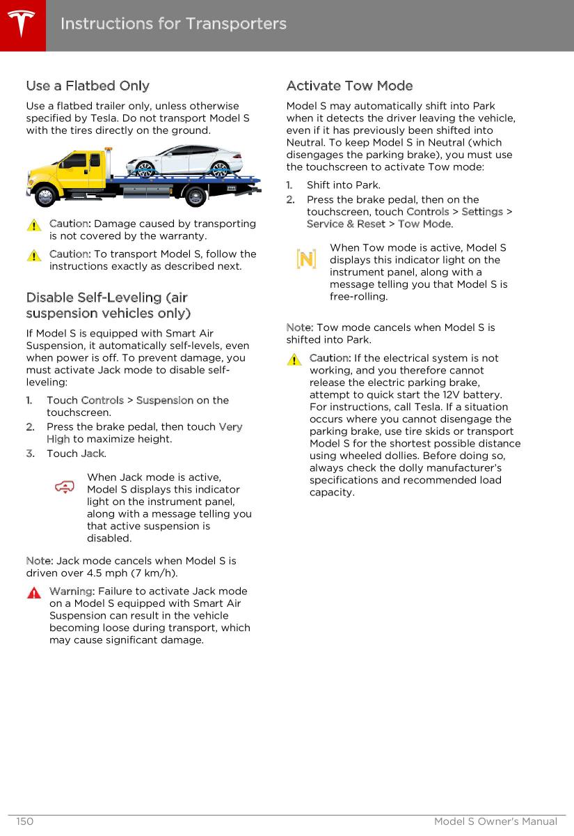 Tesla S owners manual / page 150