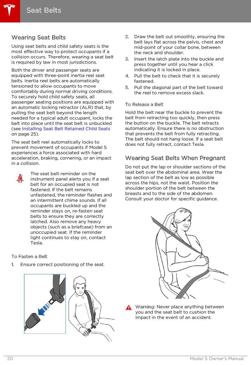 Tesla S owners manual / page 20