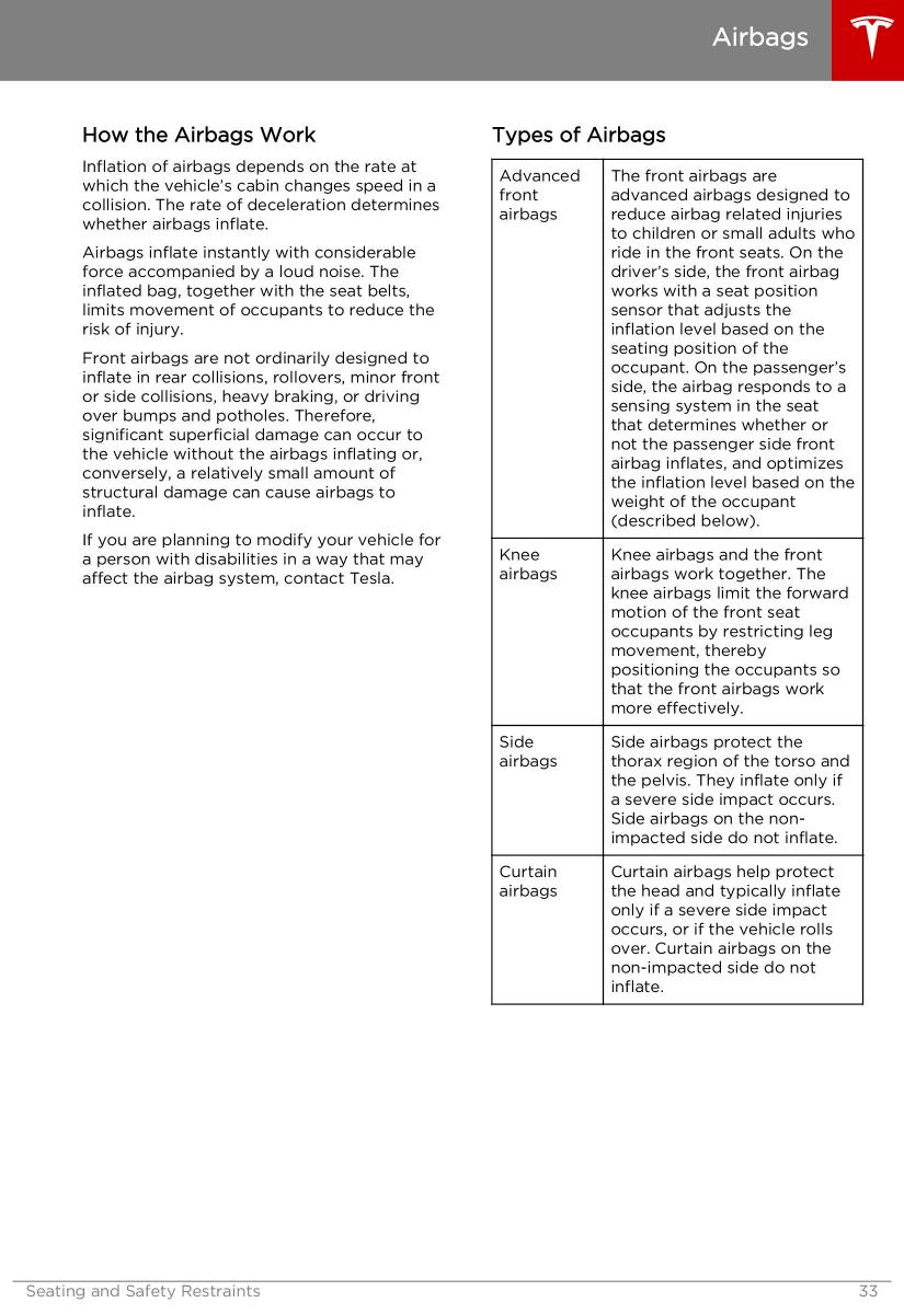 Tesla S owners manual / page 33