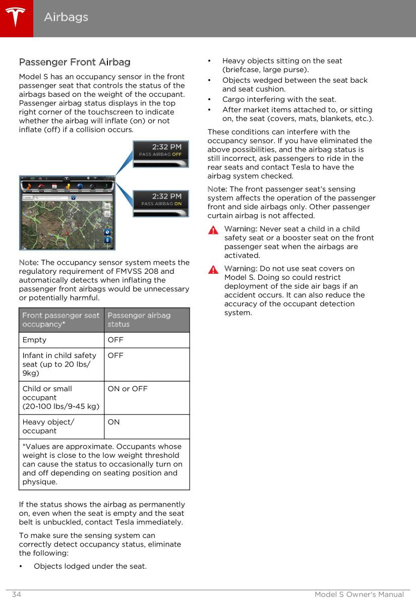 Tesla S owners manual / page 34