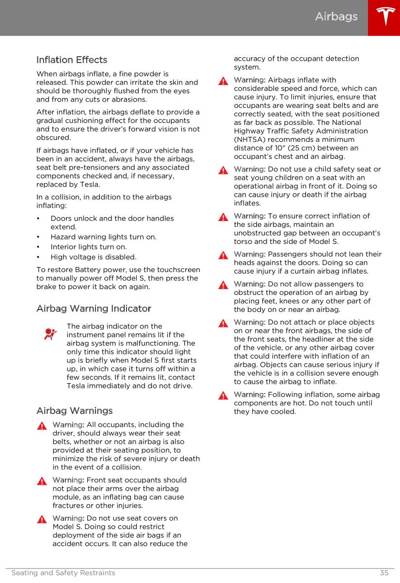 Tesla S owners manual / page 35