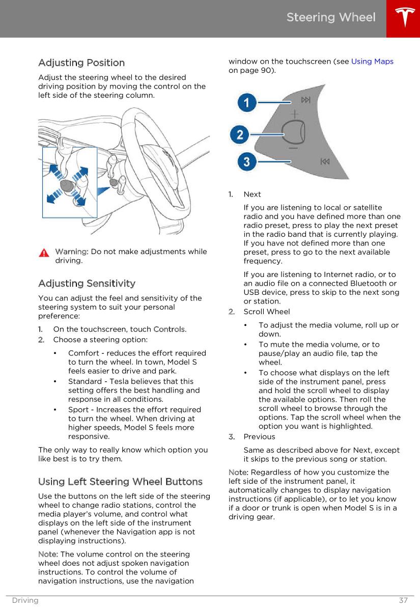 Tesla S owners manual / page 37