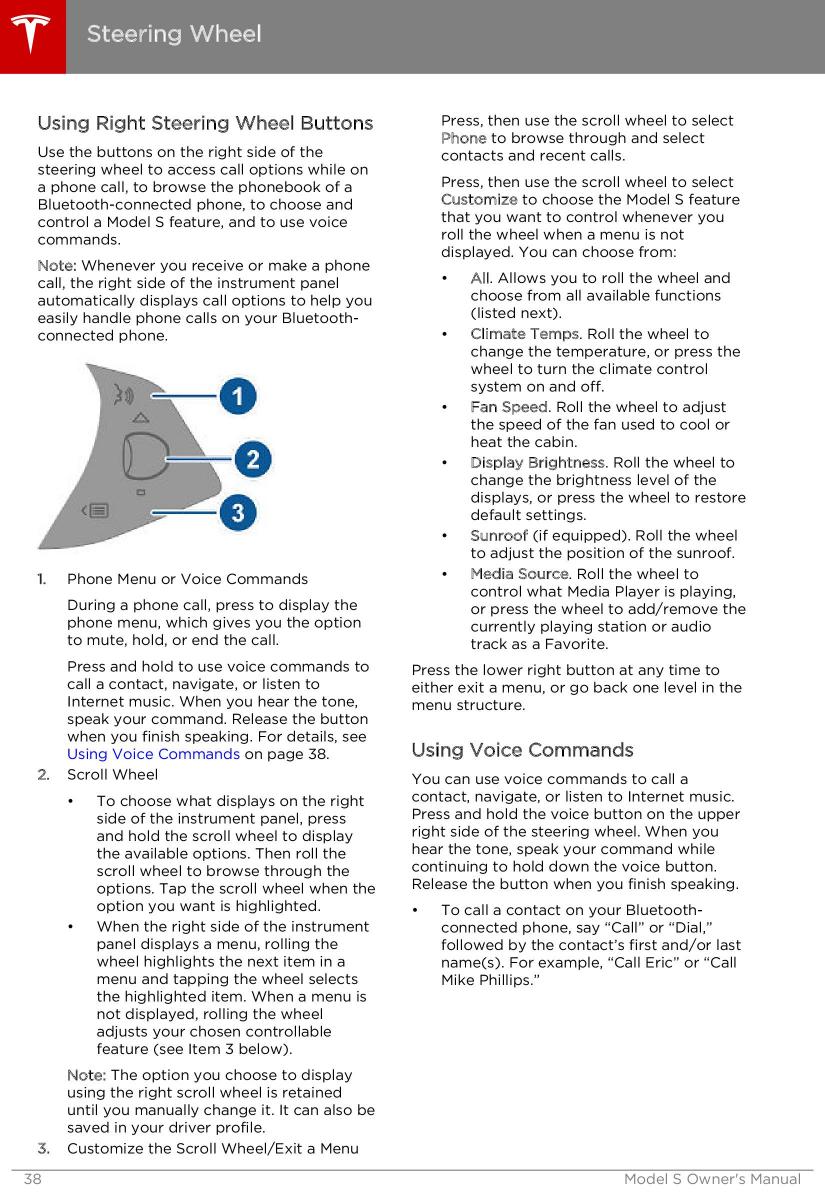 Tesla S owners manual / page 38