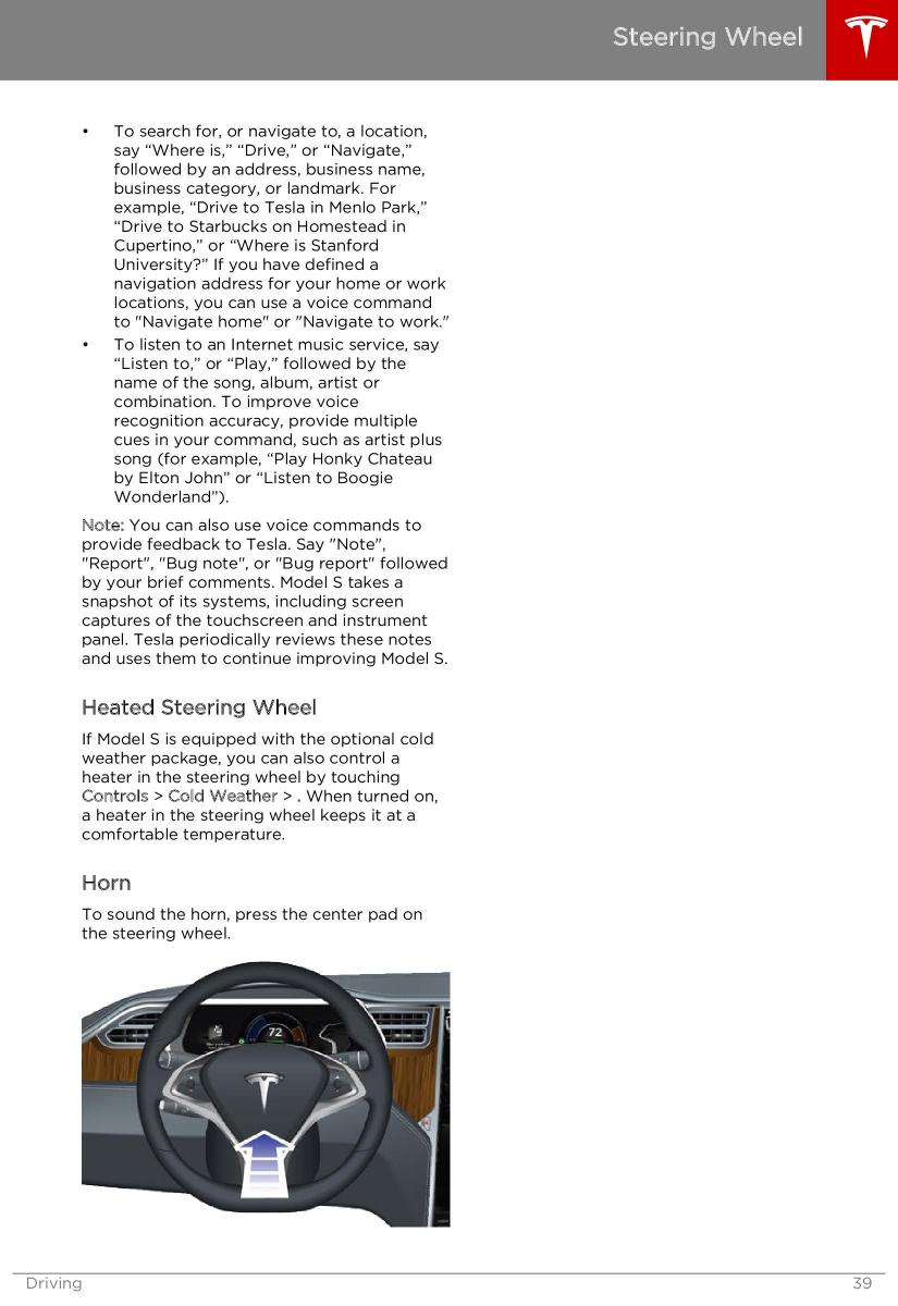 Tesla S owners manual / page 39