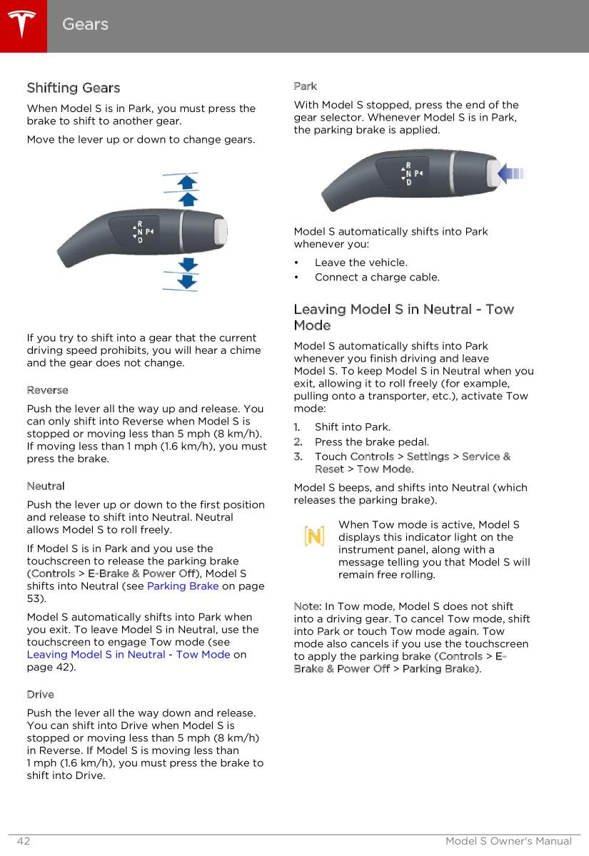 Tesla S owners manual / page 42