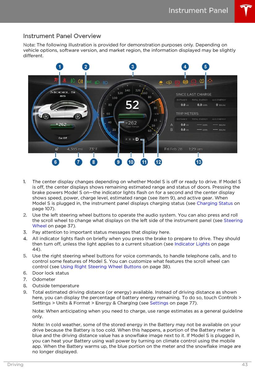 Tesla S owners manual / page 43