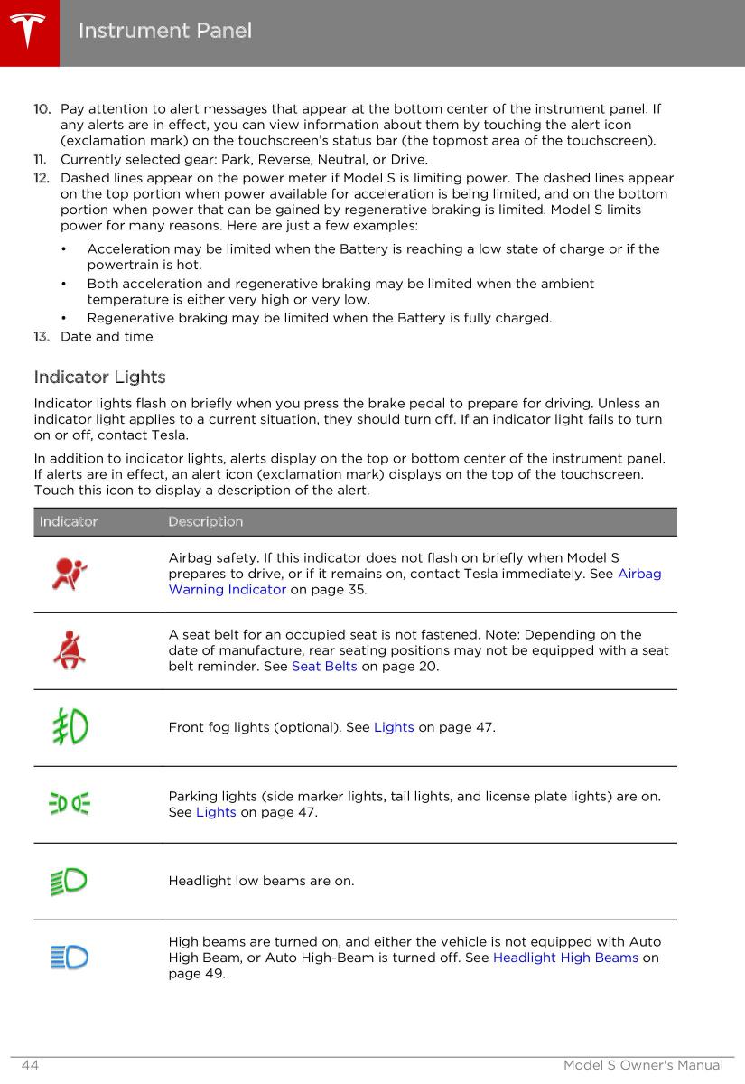 Tesla S owners manual / page 44