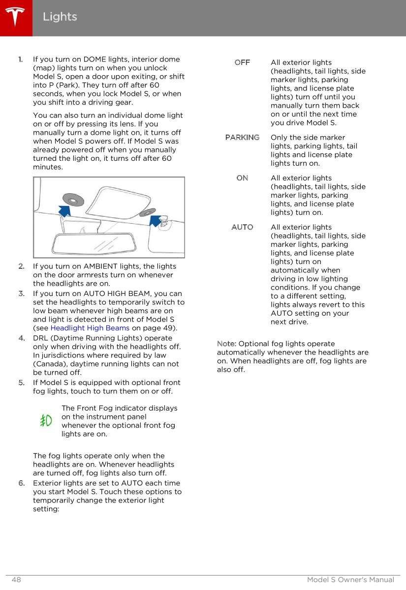 Tesla S owners manual / page 48