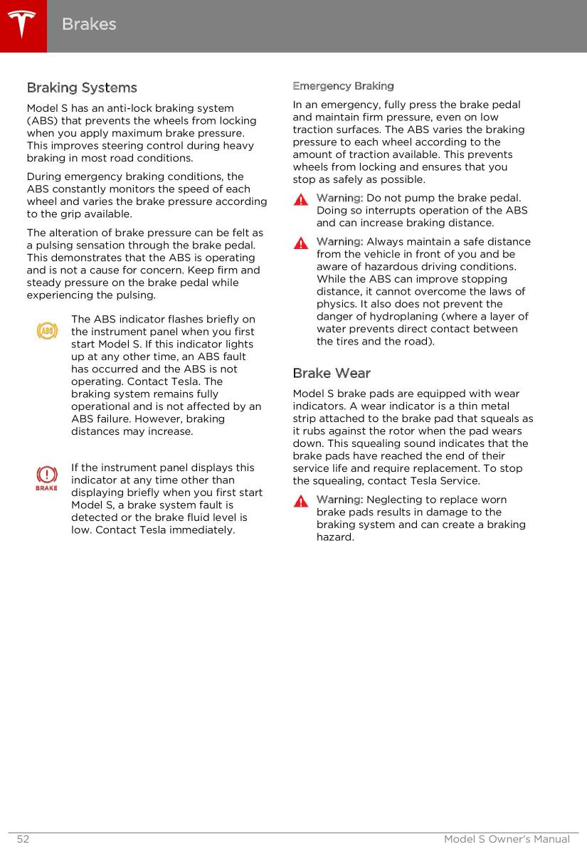 Tesla S owners manual / page 52