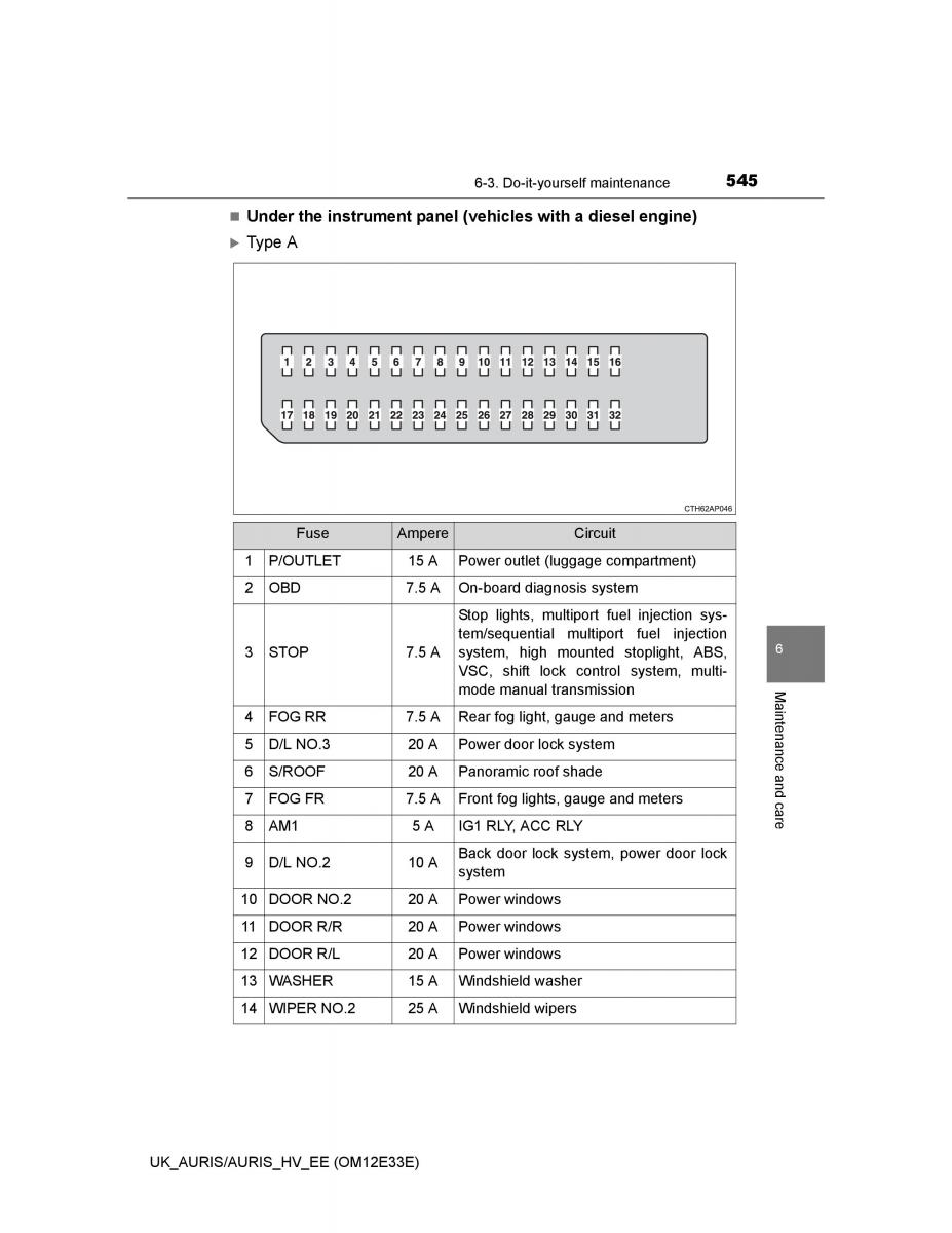 Toyota Auris II 2 owners manual / page 545