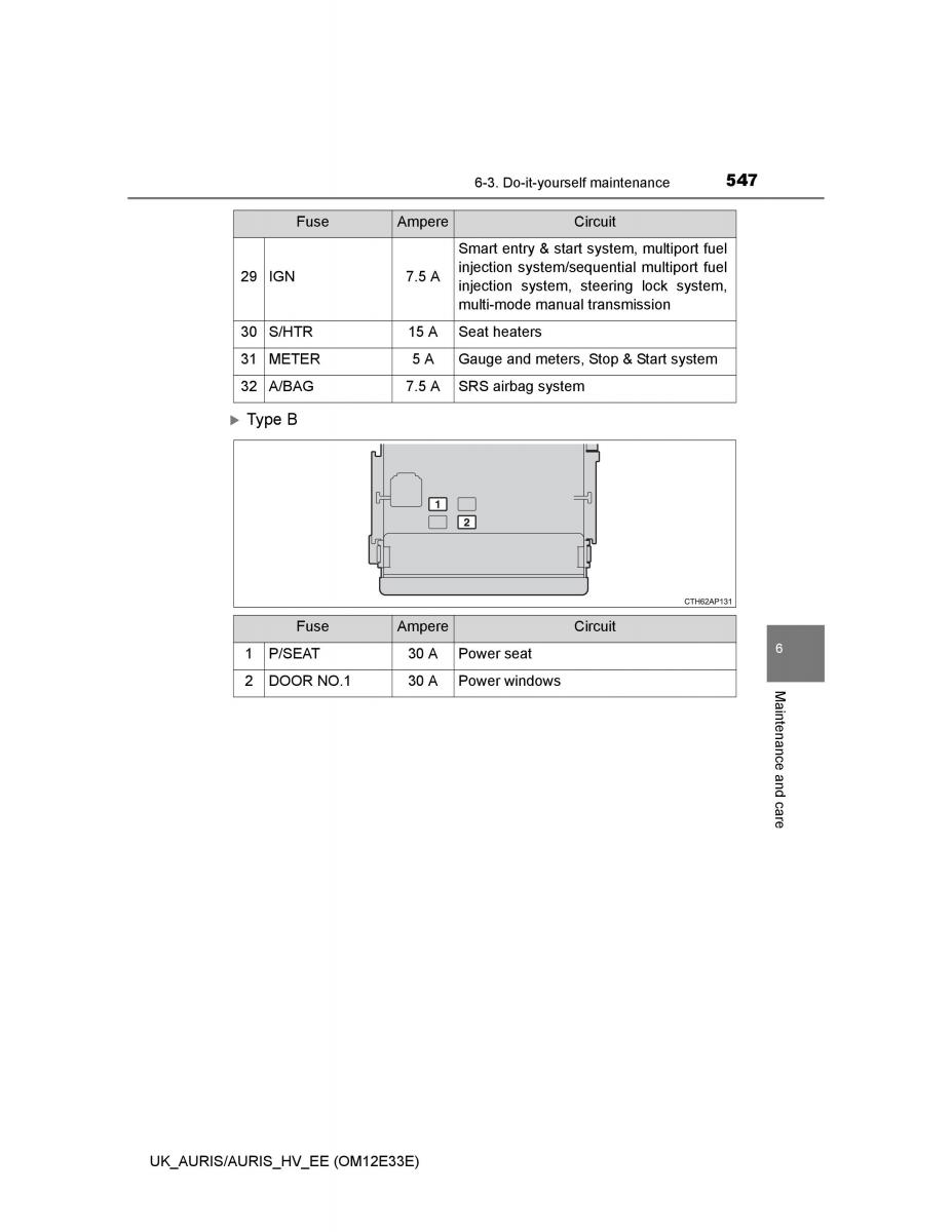 Toyota Auris II 2 owners manual / page 547