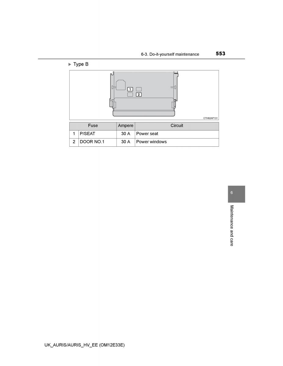 Toyota Auris II 2 owners manual / page 553