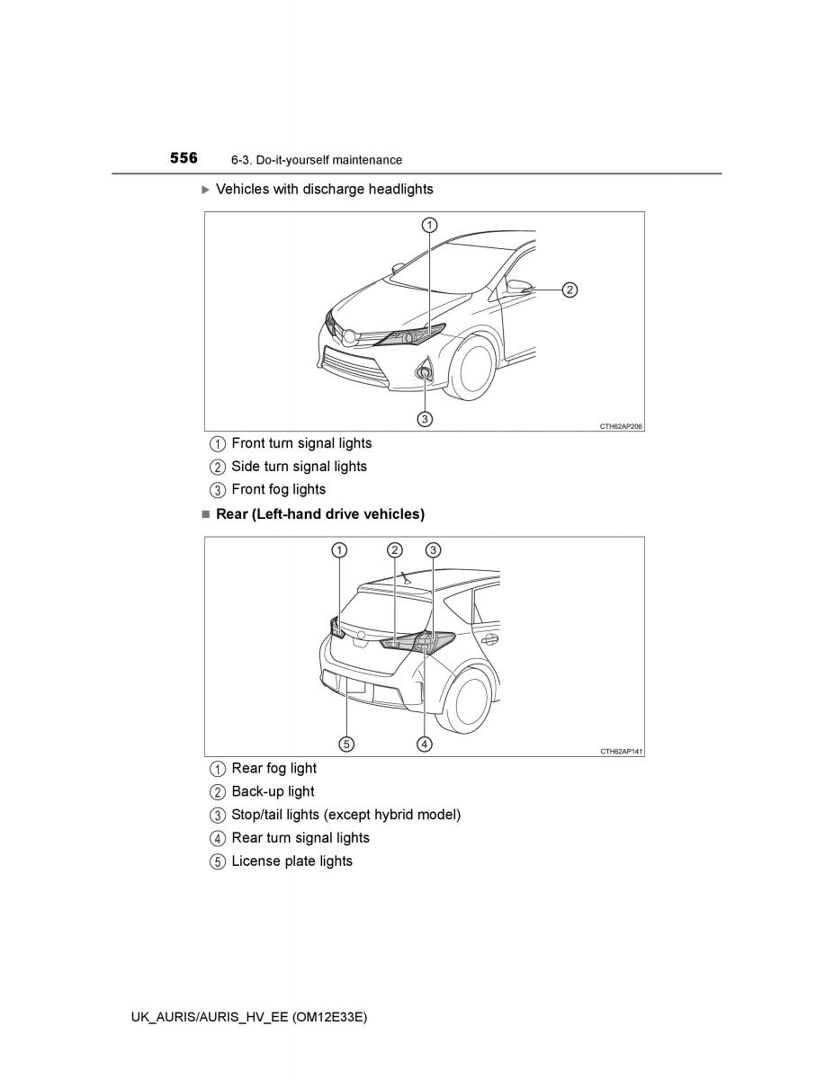 Toyota Auris II 2 owners manual / page 556