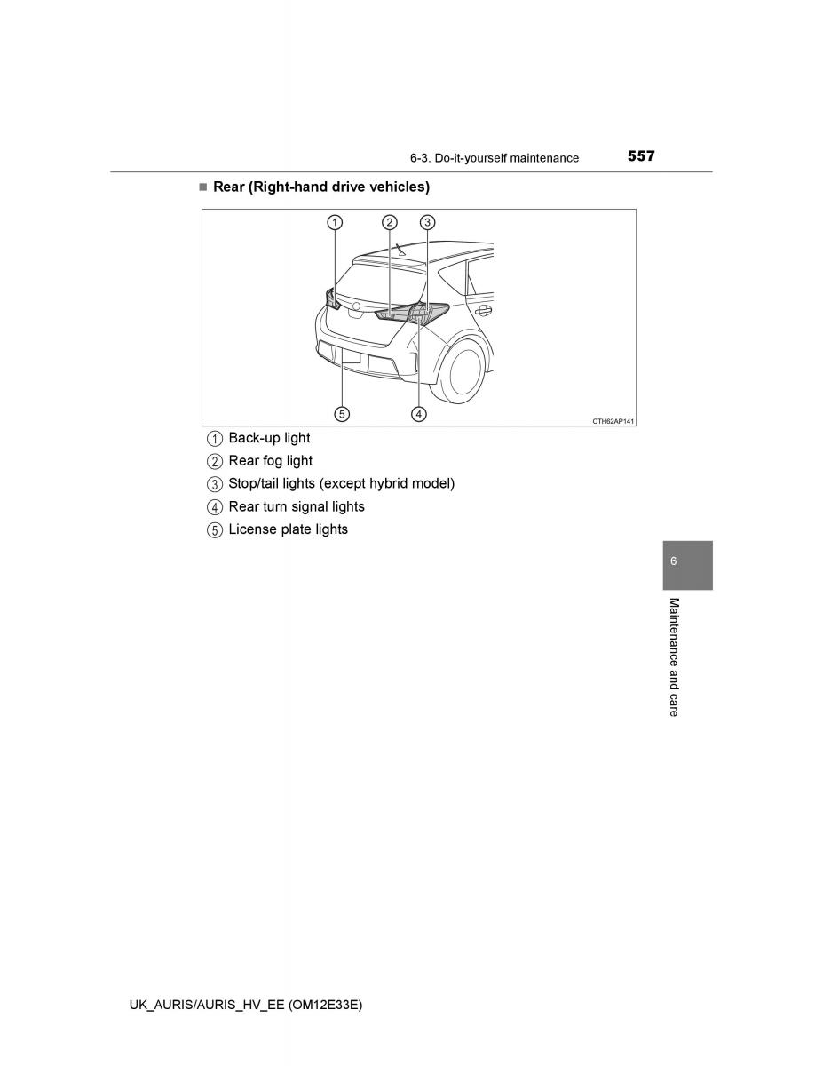 Toyota Auris II 2 owners manual / page 557