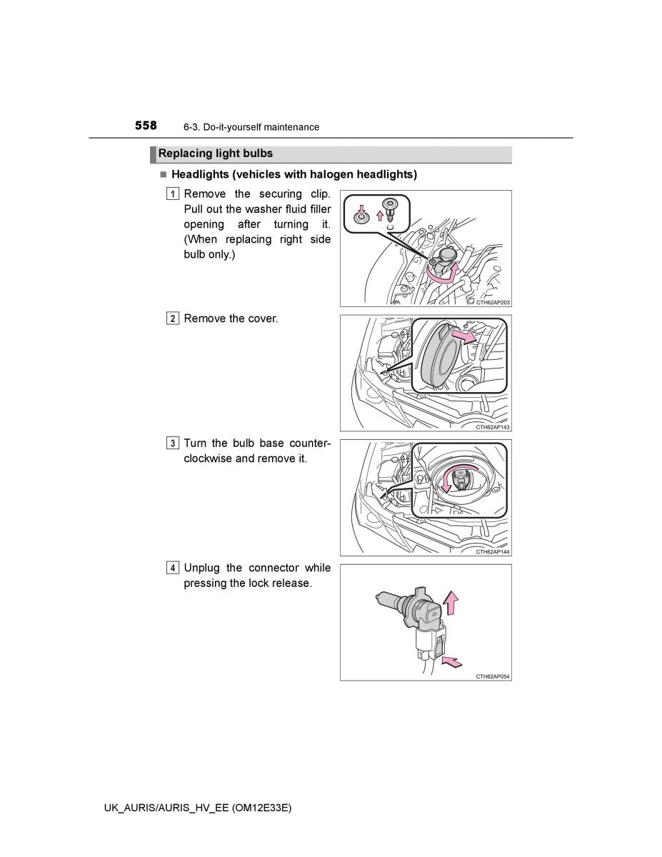 Toyota Auris II 2 owners manual / page 558