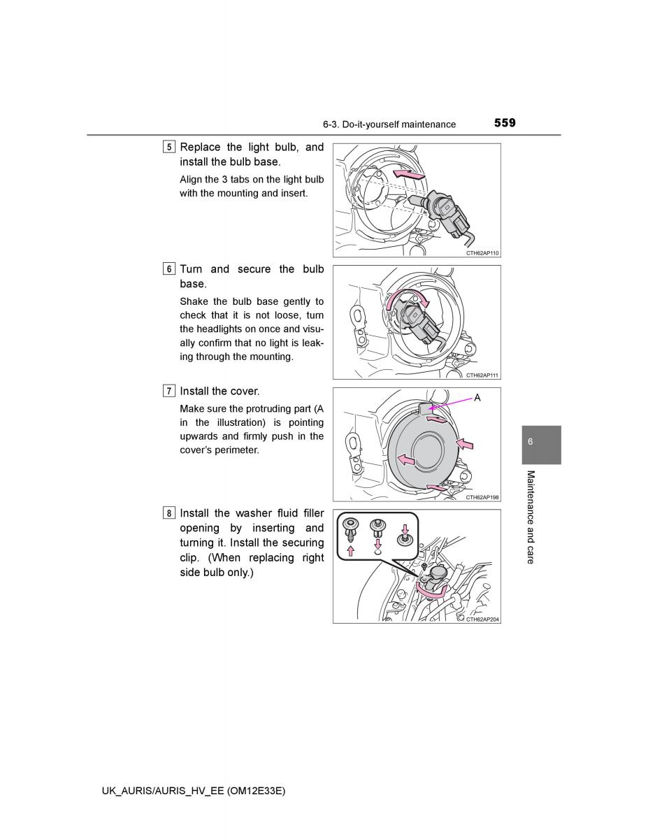 Toyota Auris II 2 owners manual / page 559