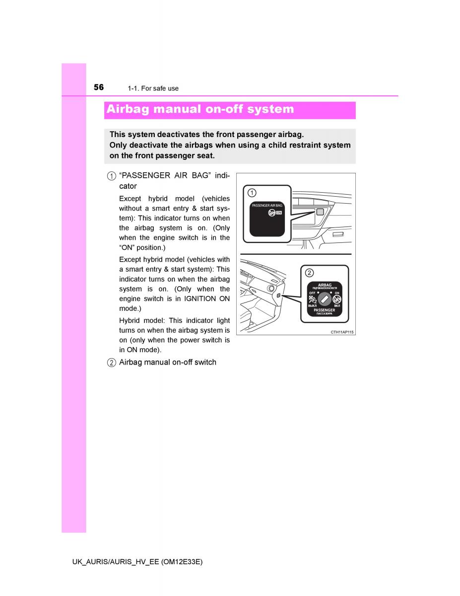 Toyota Auris II 2 owners manual / page 56