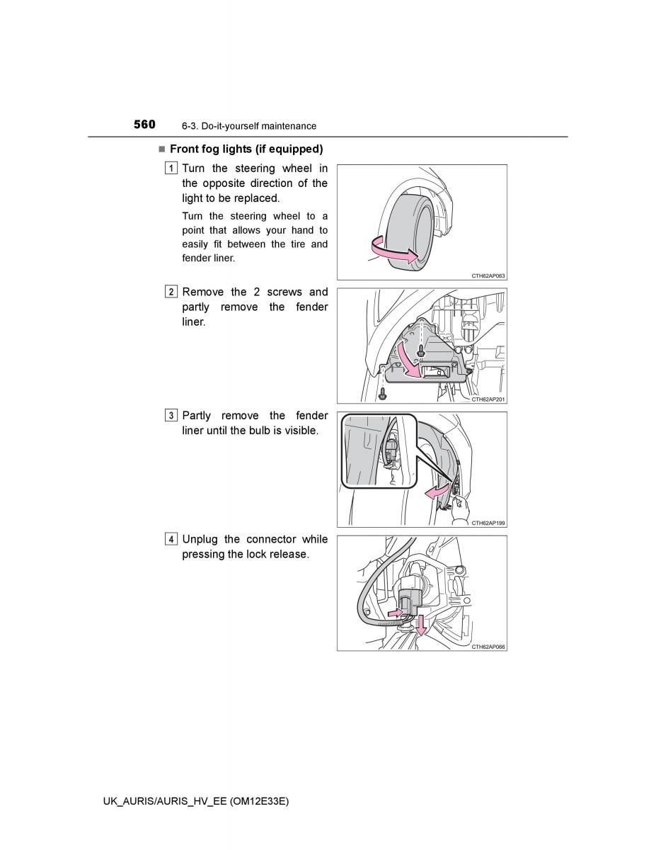 Toyota Auris II 2 owners manual / page 560