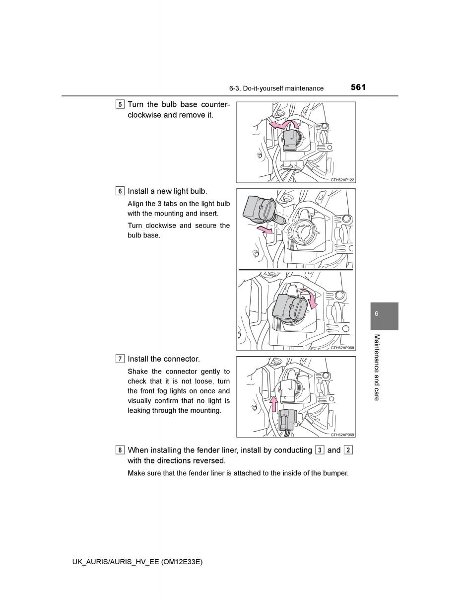 Toyota Auris II 2 owners manual / page 561