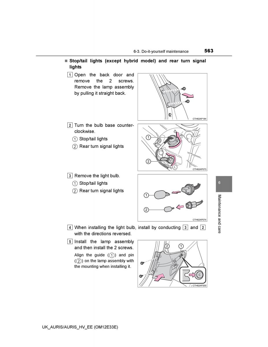 Toyota Auris II 2 owners manual / page 563