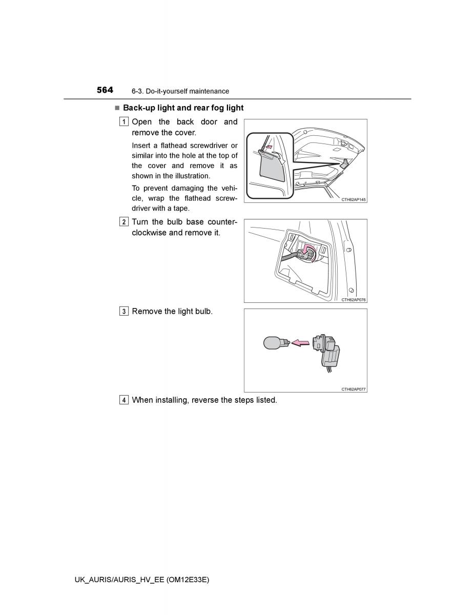 Toyota Auris II 2 owners manual / page 564