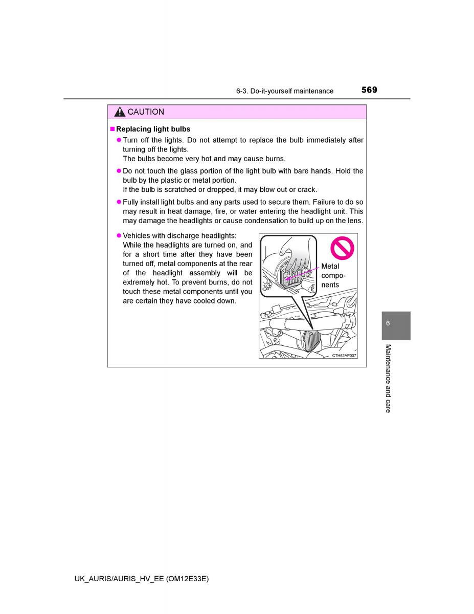 Toyota Auris II 2 owners manual / page 569