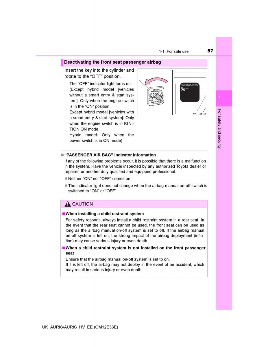 Toyota Auris II 2 owners manual / page 57