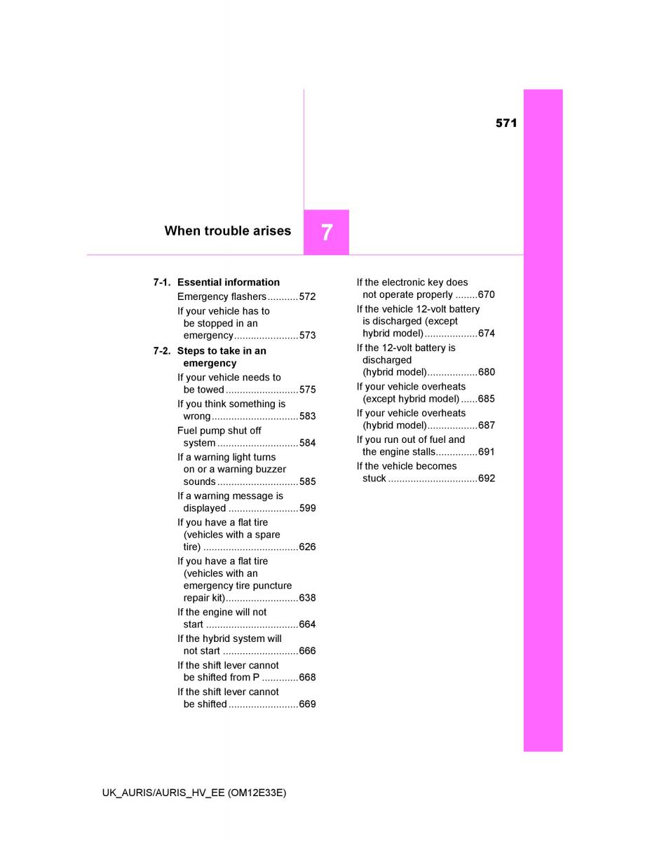 Toyota Auris II 2 owners manual / page 571