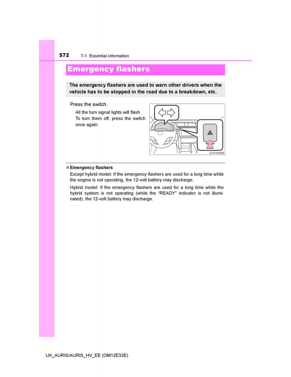 Toyota Auris II 2 owners manual / page 572