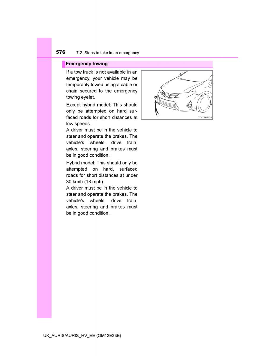 Toyota Auris II 2 owners manual / page 576